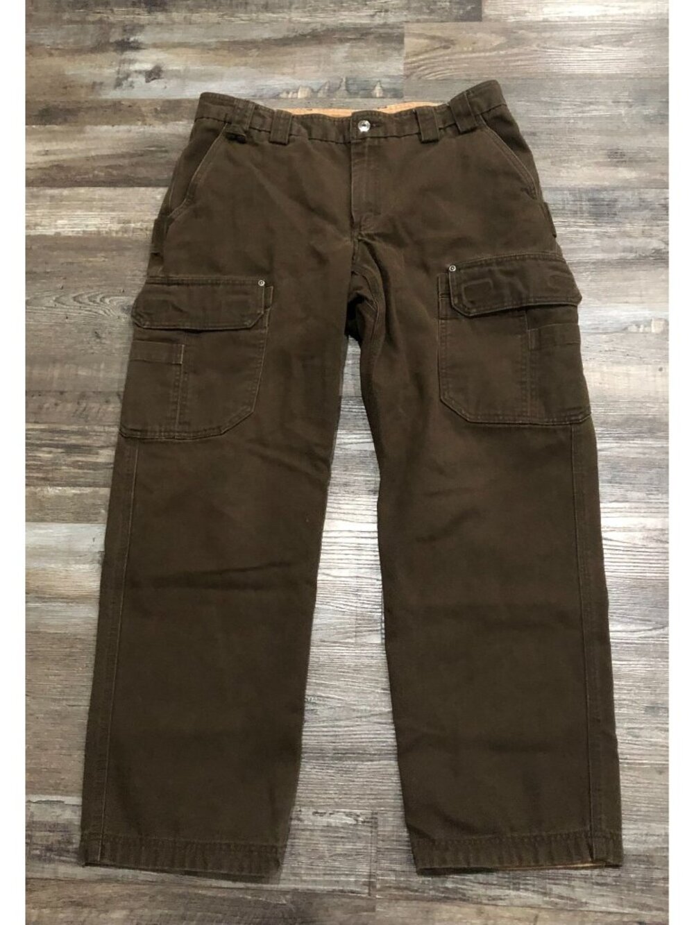 Duluth Trading Co. Flex Fire Hose Cargo Pants Mens 36x32 Brown Cotton